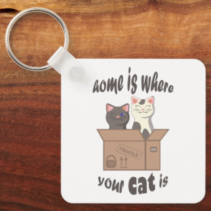 Porte-clés Citation drôle Accueil est où est votre chat