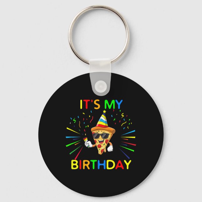Porte-clés Citation drôle de fête d'anniversaire pizza (Recto)