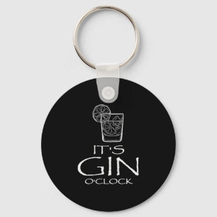 Porte-clés Citation drôle de Gin Tonic Oh c'est l'heure du Gi