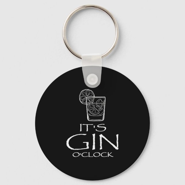 Porte-clés Citation drôle de Gin Tonic Oh c'est l'heure du Gi (Recto)