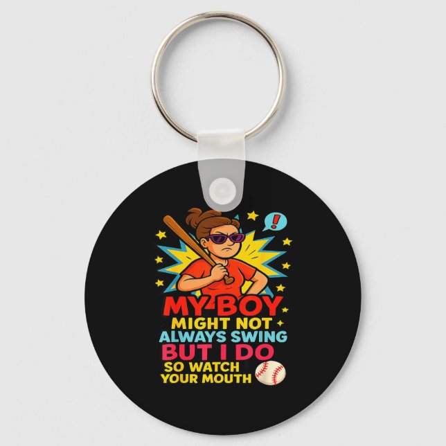 Porte-clés Citation drôle de maman de baseball pour le cadeau (Recto)