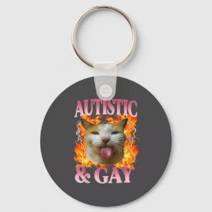 Porte-clés Citation drôle d'humour de chat autiste et gay Q