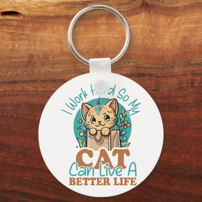 Porte-clés Citation drôle pour amateur de chat Graphique de c (Recto)