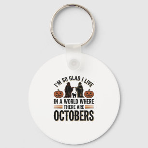 Porte-clés Citation Halloween Vintage Octobre Citrouille Chat