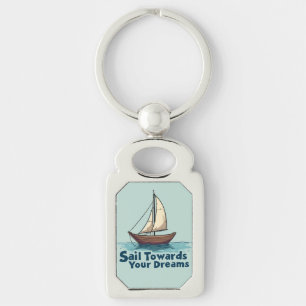 Porte-clés Citation Inspirante de Voilier Vintage Nautical