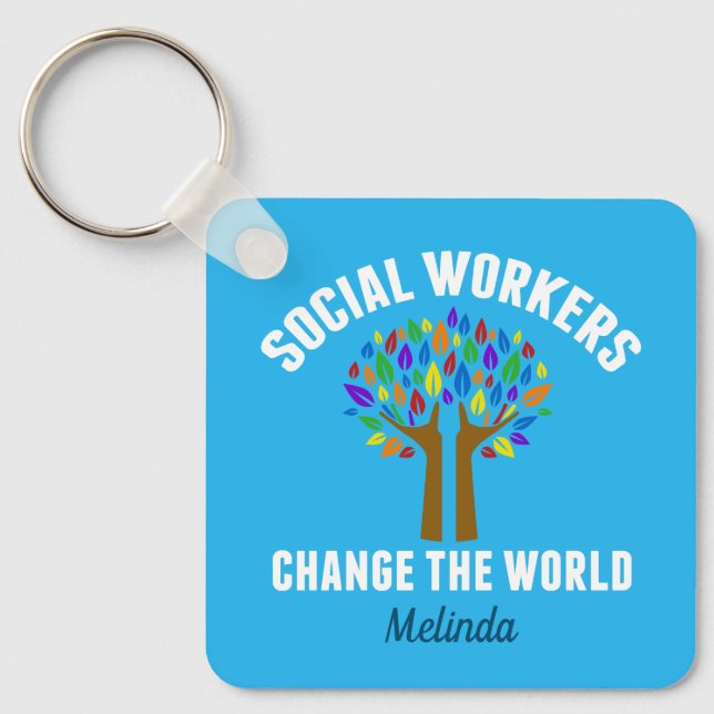 Porte-clés Citation Inspirationnelle de travail social mignon (Front)