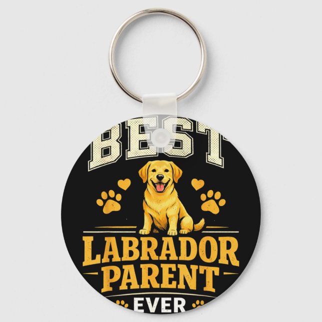 Porte-clés Citation maman papa drôle fier parent de Labrador  (Recto)