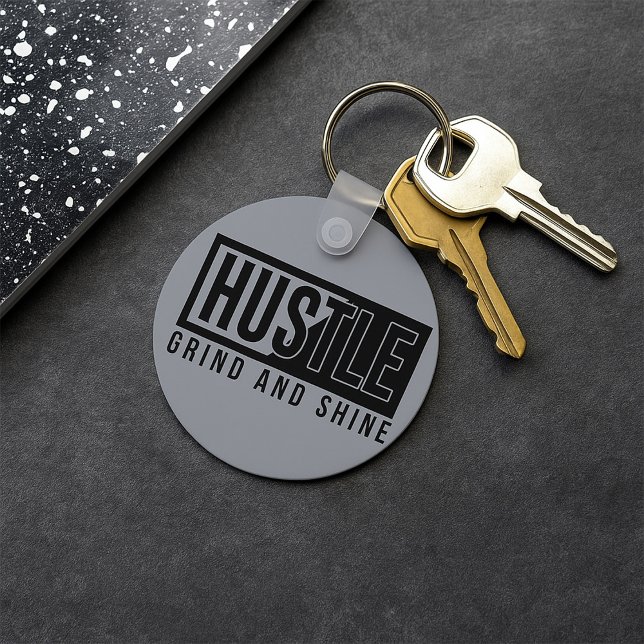 Porte-clés Citation Motivante Hustle Grind et Shine (Créateur téléchargé)