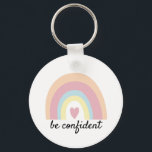 Porte-clés Citation personnalisée pastel arc-en-ciel confiant<br><div class="desc">Cette "citation personnalisée pastel arc-en-ciel confiante" est conçue pour ceux qui ont toujours un état d'esprit confiant et positif dans leur vie.</div>