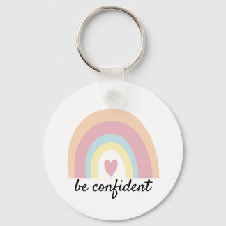 Porte-clés Citation personnalisée pastel arc-en-ciel confiant