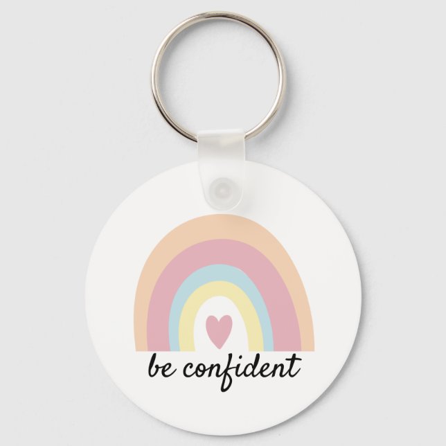 Porte-clés Citation personnalisée pastel arc-en-ciel confiant (Recto)