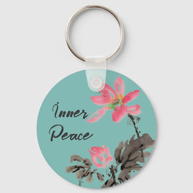 Porte-clés Citation positive de la paix intérieure Aquarelle  (Recto)
