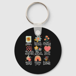 Porte-clés Citations Positifs Fleurs Sensibilisation à la San