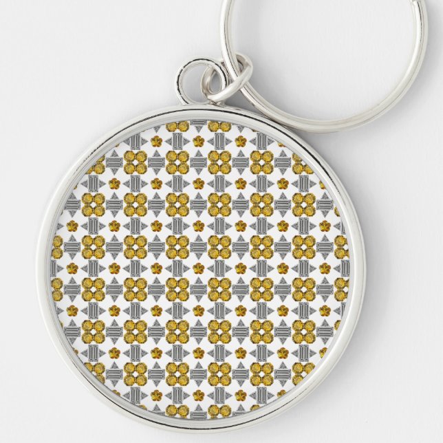 Porte-clés Citrine Diamant Gemstone Art, Jaune (Devant)