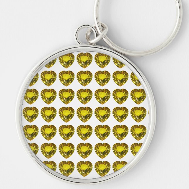 Porte-clés Citrine En Forme De Coeur De Pierre Jaune (Devant)