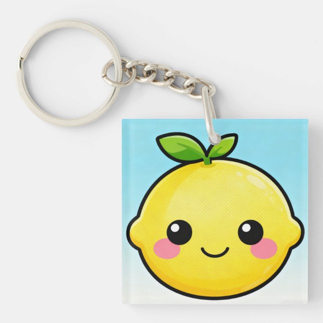Porte-clés citron souriant mignon (Devant)