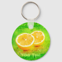 Citron tranché et gouttes d'eau Porte - clé