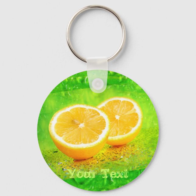 Porte-clés Citron tranché et gouttes d'eau Porte - clé (Recto)
