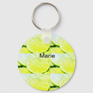 Porte-clés Citron vert jaune simple ajouter un nom minimal pe