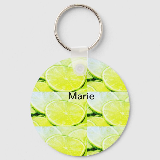 Porte-clés Citron vert jaune simple ajouter un nom minimal pe (Recto)