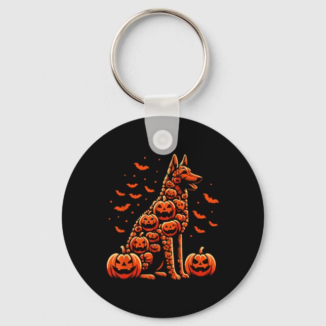 Porte-clés Citrouille belge malinois Jack-o'-lantern Hallowee (Recto)