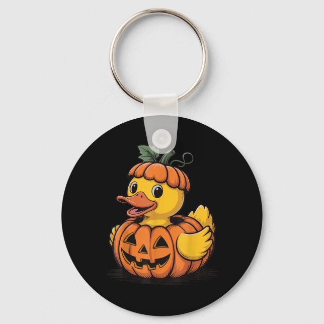 Porte-clés Citrouille Canard en Caoutchouc Halloween (Recto)