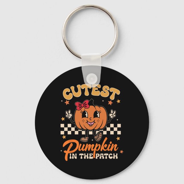 Porte-clés Citrouille Cutest Dans Le Patch Drôle Halloween Me (Recto)