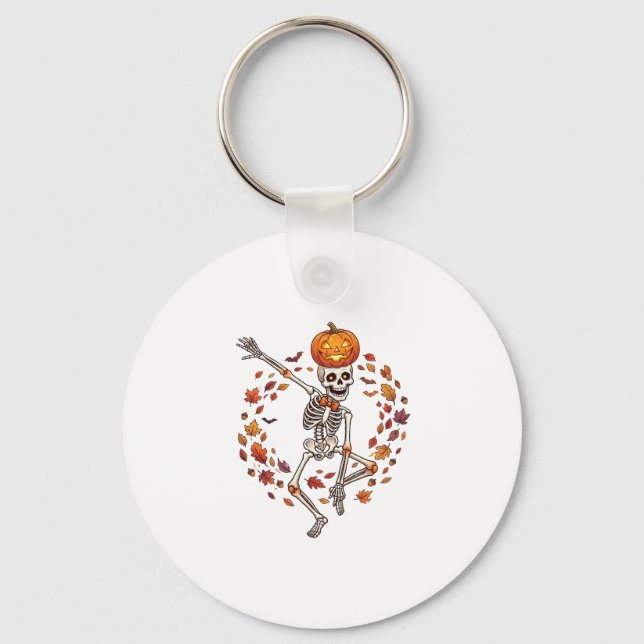 Porte-clés Citrouille de crâne de squelette de danse d'Hallow (Recto)