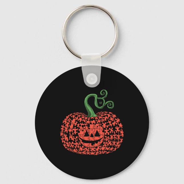 Porte-clés Citrouille de puzzle d'autisme Halloween Autisme H (Recto)