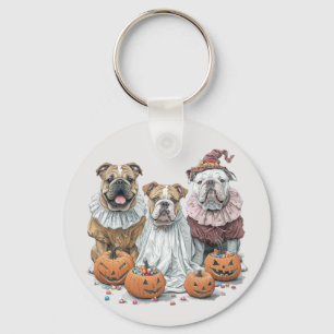 Porte-clés Citrouille des Bulldogs anglais d'Halloween