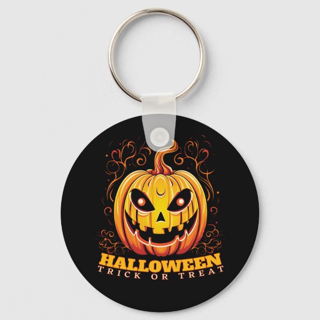 Porte-clés Citrouille d'Halloween Jack-O-Lantern (Recto)