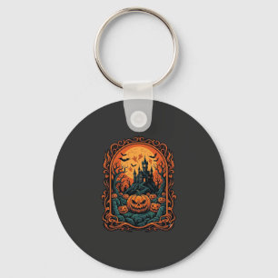 Porte-clés Citrouille d'Halloween Maison Hantée Pleine Lune C