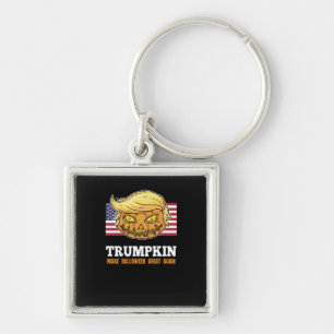 Porte-clés Citrouille d'Halloween Trumpkin avec Drapeau