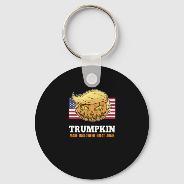 Porte-clés Citrouille d'Halloween Trumpkin avec Drapeau (Recto)