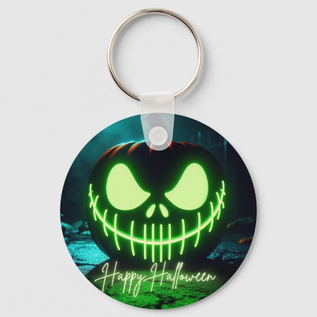 Porte-clés citrouille d'Halloween vert éffrayant (Recto)