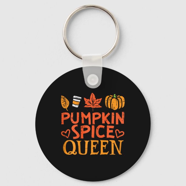 Porte-clés Citrouille Épices Queen Fun Automne Automne Saison (Recto)