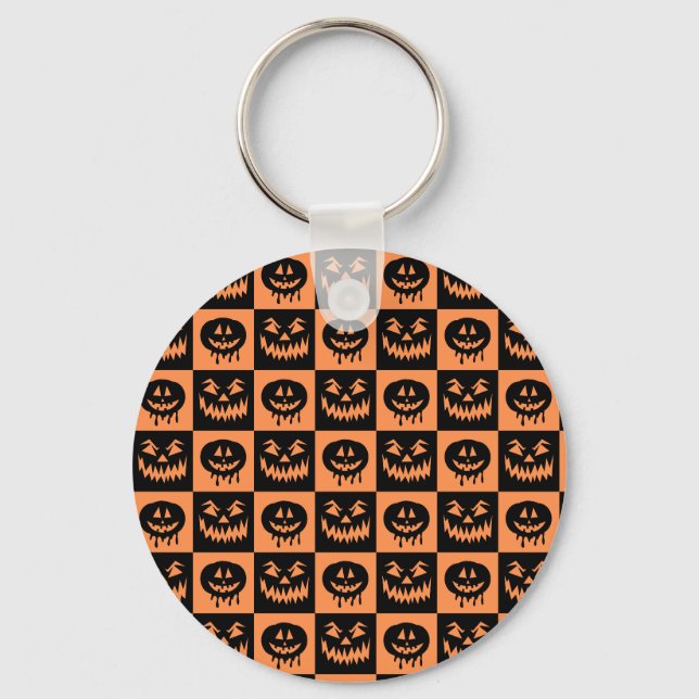 Porte-clés Citrouille Halloween Face Fantôme Motif Éffrayant (Recto)