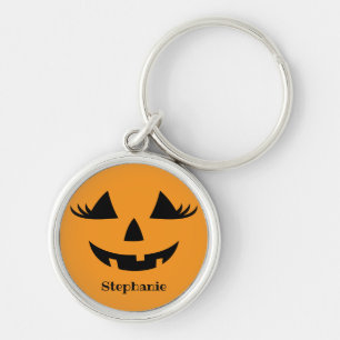 Porte-clés Citrouille Jack-o'-lantern Lashes Avec Prénom