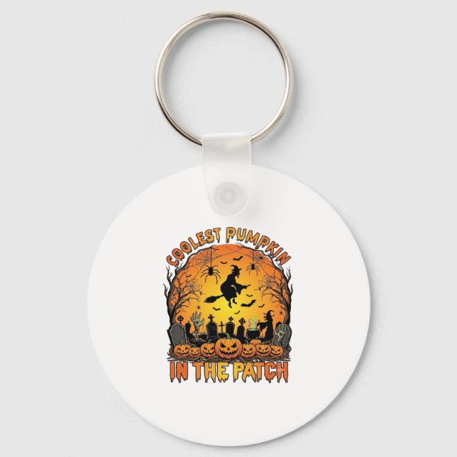 Porte-clés Citrouille la plus cool Patch Halloween Sorcière A (Recto)