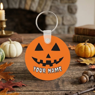 Porte-clés Citrouille orange personnalisée Halloween Votre no