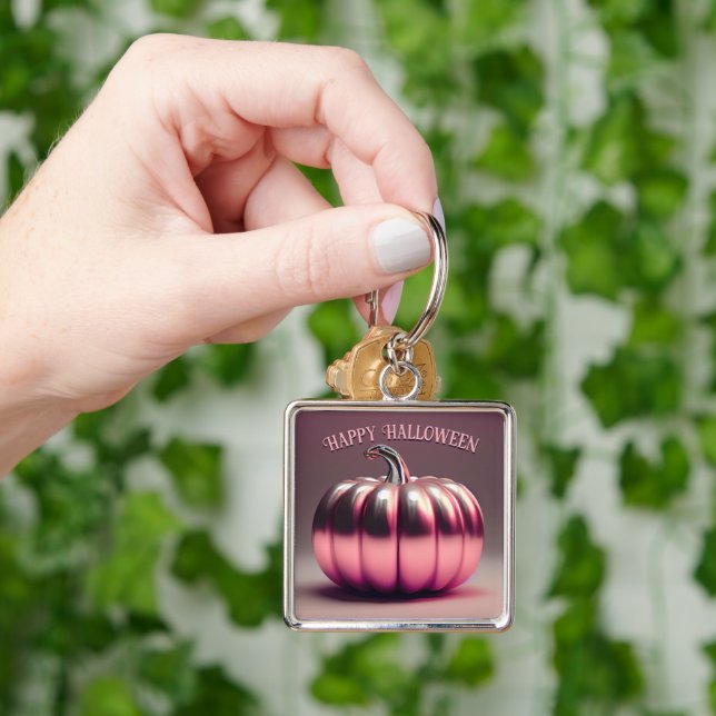 Porte-clés Citrouille rose brillant (main)