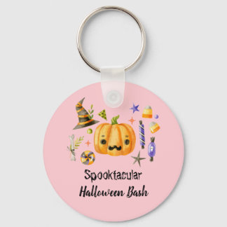Porte-clés Citrouille Spooktacular Halloween Bash Party rose