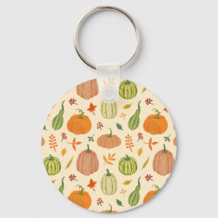 Porte-clés Citrouille vert et orange, motif sans soudure.