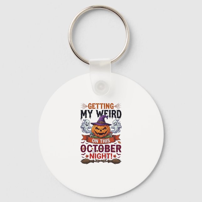 Porte-clés Citrouilles fantômes étranges d'Halloween Sorcière (Recto)