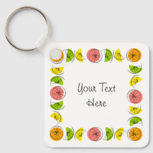 Porte-clés Citrus Carré Texte aluminium double face