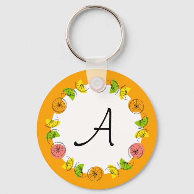 Porte-clés Citrus Circle Orange Monogramme recto-verso (Recto)
