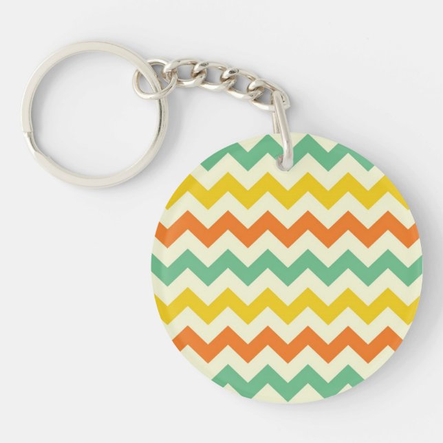 Porte-clés Citrus Lime Vert Orange Jaune Chevron Zigzags (Devant)