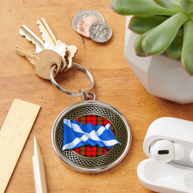 Porte-clés Clan Baird Tartan Knot & Drapeau (Bureau)