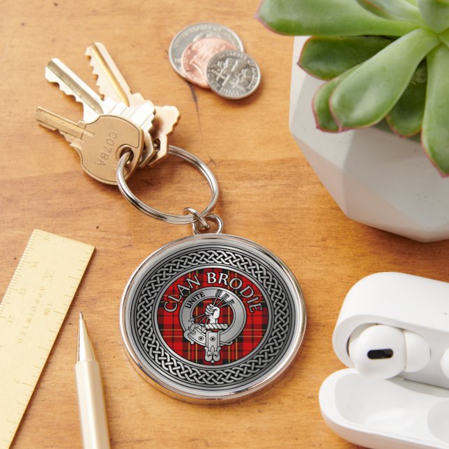 Porte-clés Clan Brodie Crest & Tartan Knot (Bureau)