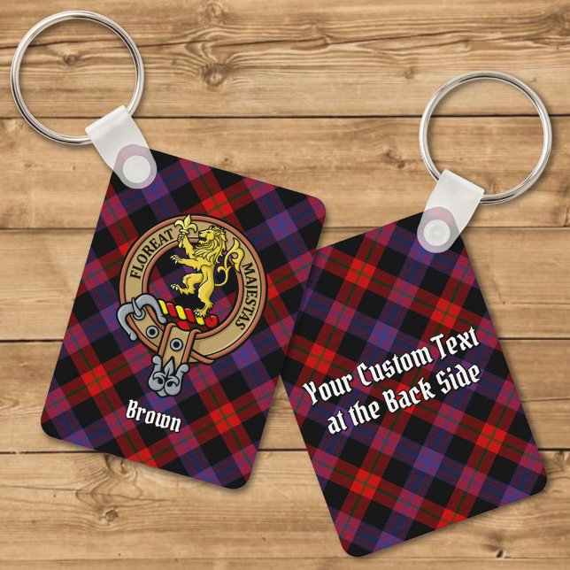 Porte-clés Clan Brown Crest sur Tartan (Créateur téléchargé)